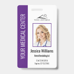 Crachá ID Roxo do Funcionário Personalizado de Saúde