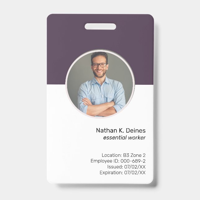 Crachá ID Roxo | Empresa de Crachás de Identificação de F (Frente)