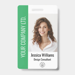Crachá ID Verde de Funcionário Corporativo Personalizado