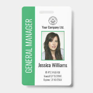 Crachá ID Verde de Funcionário Corporativo Personalizado
