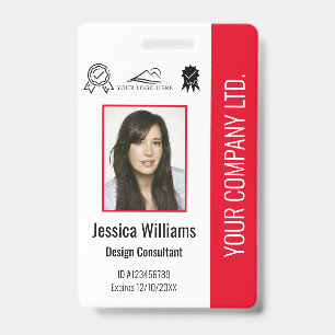 Crachá ID Vermelho de Certificação de Fotografias de Func