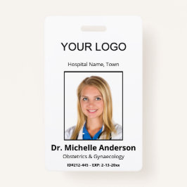 Crachá Identidade de Foto Personalizada de Médico Branco 