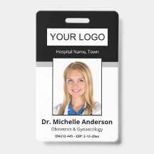 Identidade de Foto Preta de Funcionário Médico Per