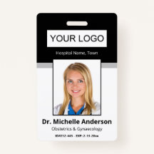 Identidade de Foto Preta de Funcionário Médico Per