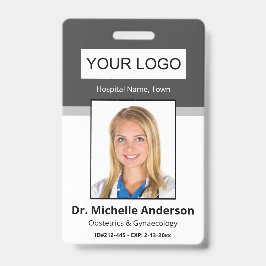 Crachá Identidade de Fotografia do Médico da Cinza Escura