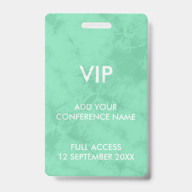 Crachá Identidade VIP de Festival Tie Dye Verde Menta (Frente)