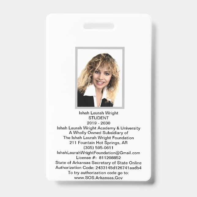 Crachá Identificação da escola (Frente)