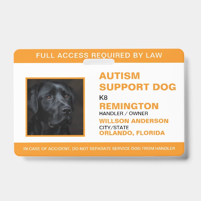 Crachá Identificação de Foto do Cão Branco do Serviço de  (Frente)