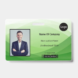 Crachá Identificação de Foto Empresarial com Resumo Verde