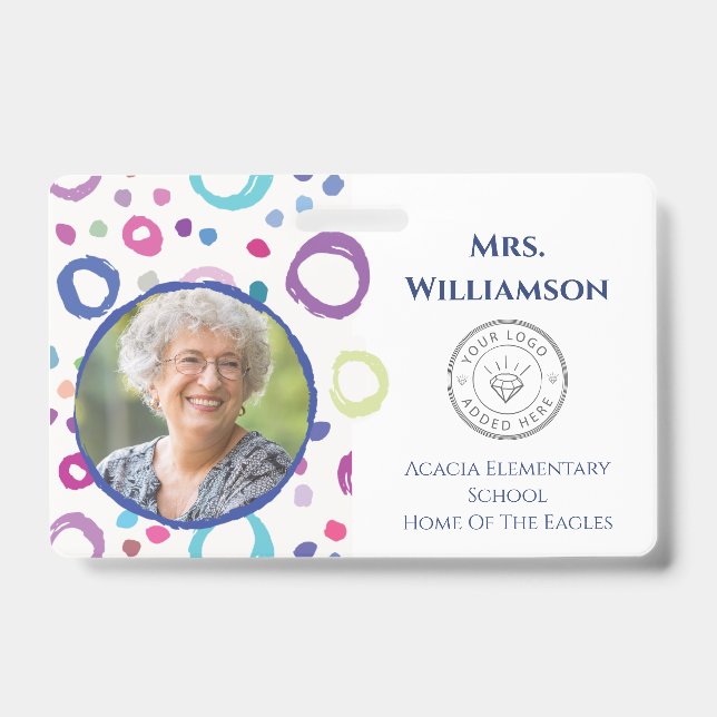 Crachá Identificação de Funcionário Educador Logotipo do  (Frente)