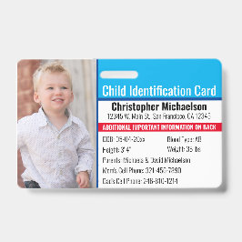 Crachá Identificação de ID de Criança Emergência de Alerg