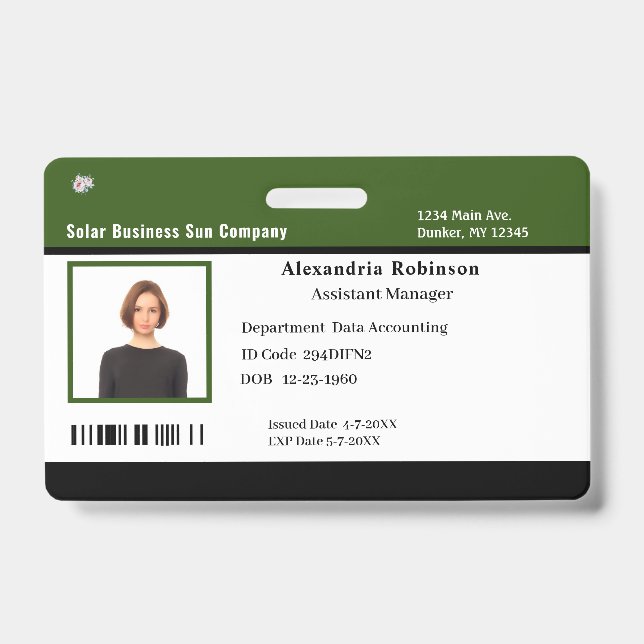 Crachá Identificação de ID de Funcionários da Empresa (Frente)