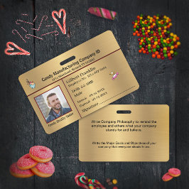 Crachá Identificação de ID Personalizada de Foto Dourada 