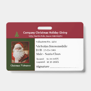 Crachá Identificação de Natal de Funcionário Personalizad