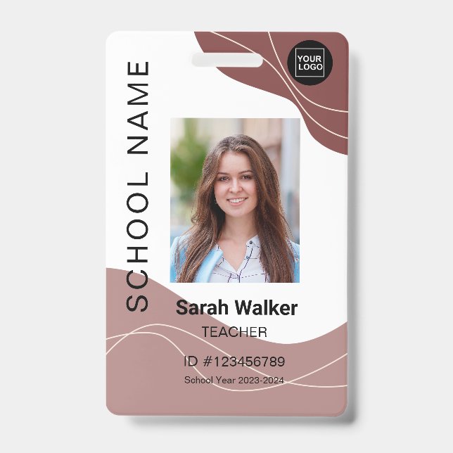 Crachá Identificação do professor com foto de um funcioná (Frente)