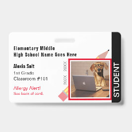 Crachá Identificação Escolar Personalizada Moderna