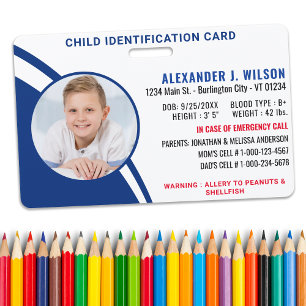 Crachá Identificação Infantil Foto Personalizada ID de Em