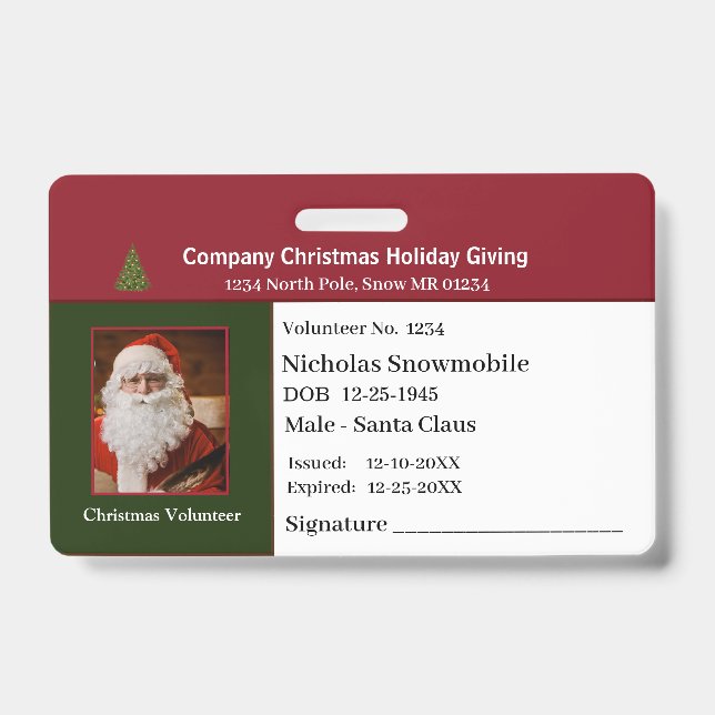 Crachá Identificação Personalizada de Natal para Funcioná (Frente)