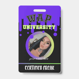 Crachá Identificação WAP Púrpura e Verde Personalizada