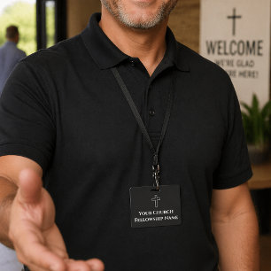 Crachá Igreja de Cruz Simples em Preto e Branco