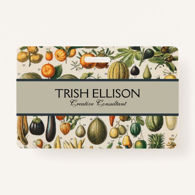 Crachá Ilustração Científica Botânica Vegetal fruta (Frente)