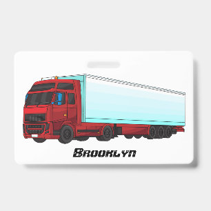 Crachá Ilustração de caminhão reboque vermelho