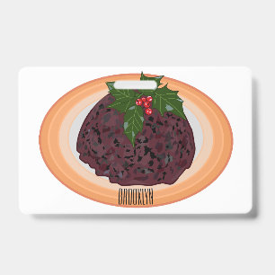 Crachá ilustração de cartoon de pudim de Natal