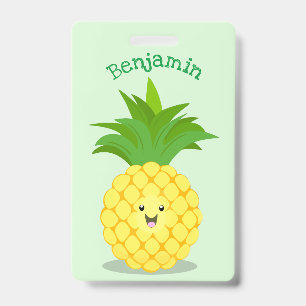 Crachá Ilustração de desenho animado de abacaxi fofo