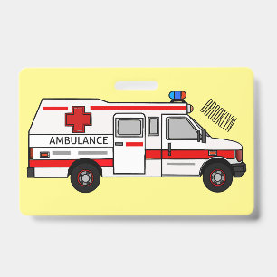 Crachá Ilustração de desenho animado de ambulância