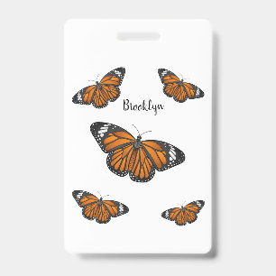 Crachá ilustração de desenho animado de borboleta monarca