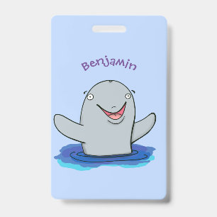 Crachá Ilustração de desenho animado de boto feliz e ador