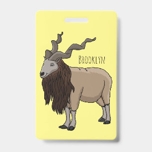 Crachá Ilustração de desenho animado de cabra Markhor