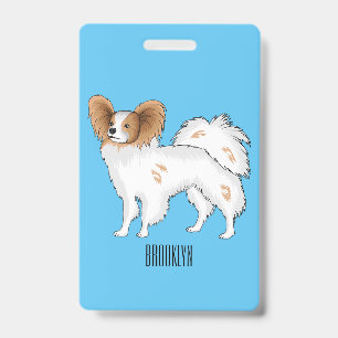 Crachá ilustração de desenho animado de cachorro Papillon