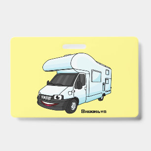 Crachá Ilustração de desenho animado de campervan feliz