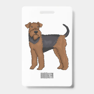 Crachá Ilustração de desenho animado de cão Airedale terr