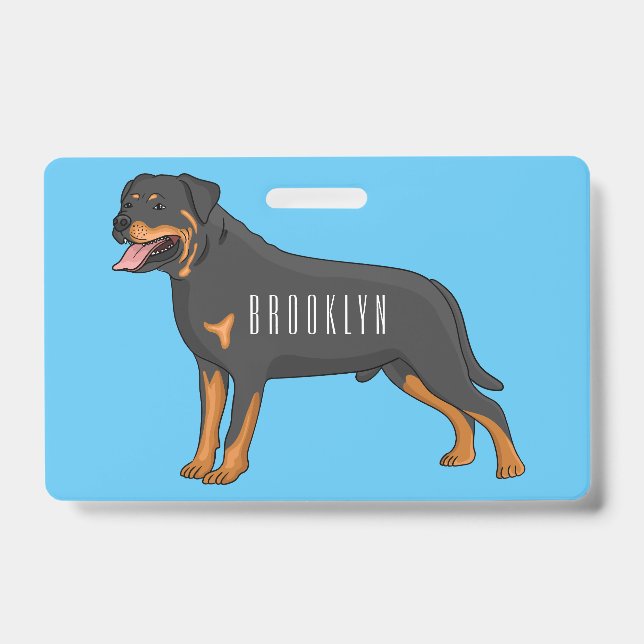 Crachá ilustração de desenho animado de cão Rottweiler  (Frente)