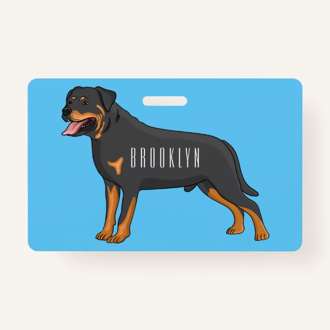 Crachá Ilustração de desenho animado de cão rottweiler (Frente)