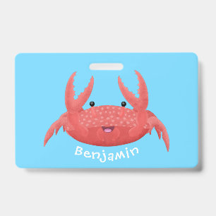 Crachá Ilustração de desenho animado de caranguejo vermel