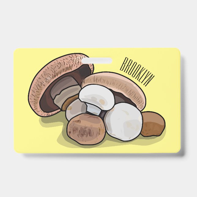 Crachá Ilustração de desenho animado de cogumelo (Frente)