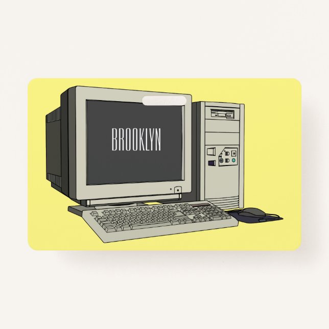 Crachá Ilustração de desenho animado de computador (Frente)