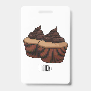 Crachá Ilustração de desenho animado de cupcake
