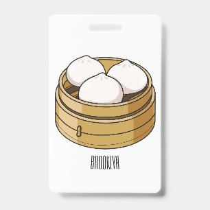Crachá Ilustração de desenho animado de dim sum