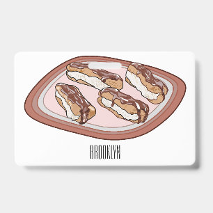 Crachá Ilustração de desenho animado de éclair de chocola