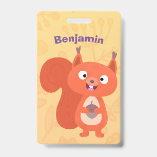 Crachá Ilustração de desenho animado de esquilo vermelho