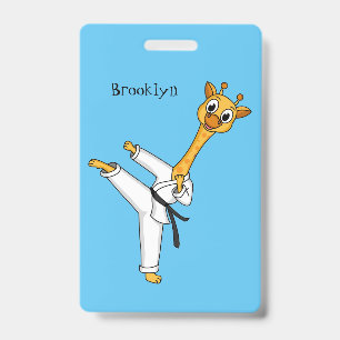 Crachá Ilustração de desenho animado de girafa Kung Fu
