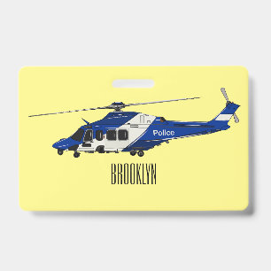 Crachá Ilustração de desenho animado de helicóptero polic