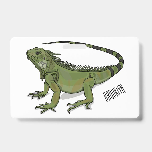 Crachá ilustração de desenho animado de iguana (Frente)