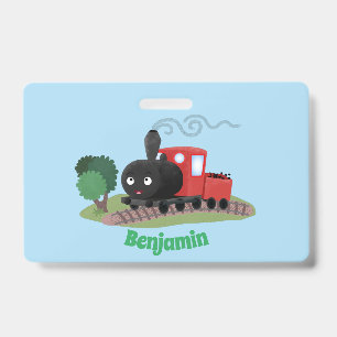 Crachá Ilustração de desenho animado de locomotiva de tre