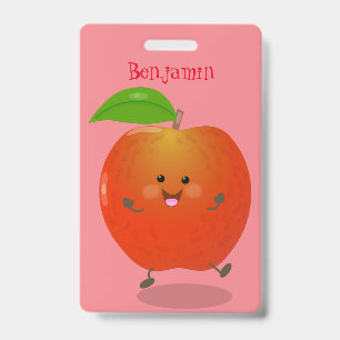 Crachá Ilustração de desenho animado de maçã dançante fof
