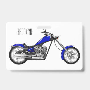 Crachá Ilustração de desenho animado de moto chopper